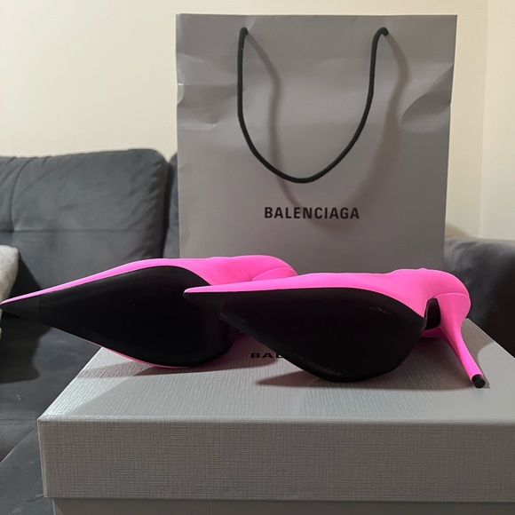 BALENCIAGA 110mm Knife Pointed Toe Jersey Pumps In Pink 36/6 BRAND NEW WITH BOX - Picture 4 of 9